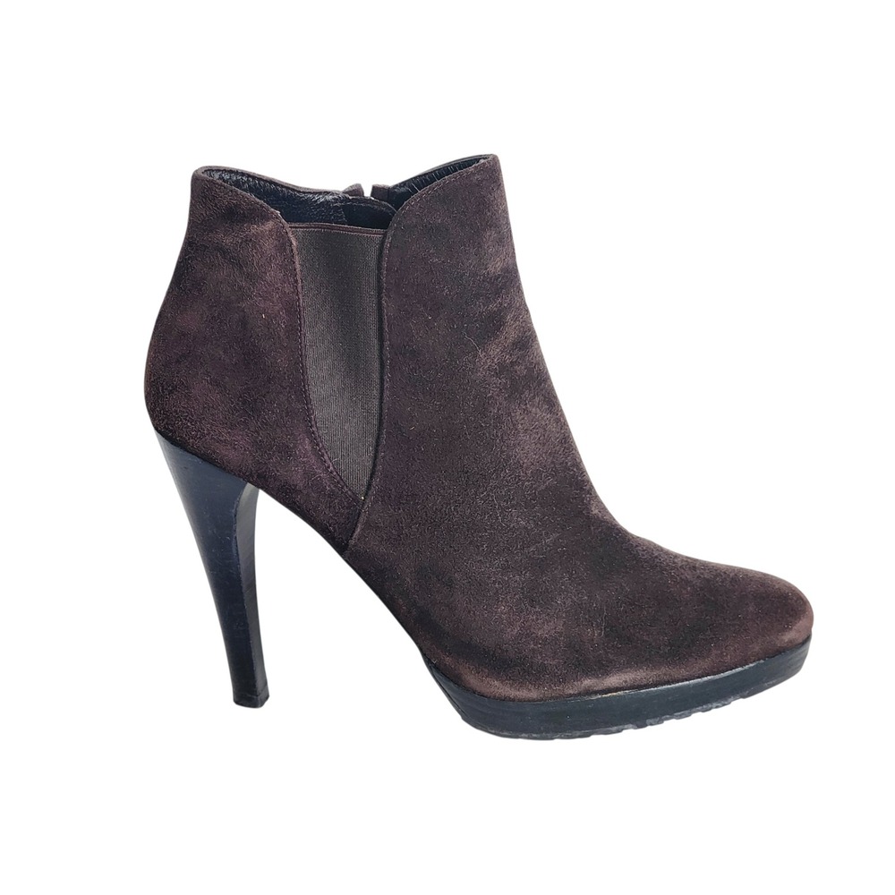 Stuart Weitzman Shortime Dark Brown Suede Platform Stiletto Ankle Boots Size 10